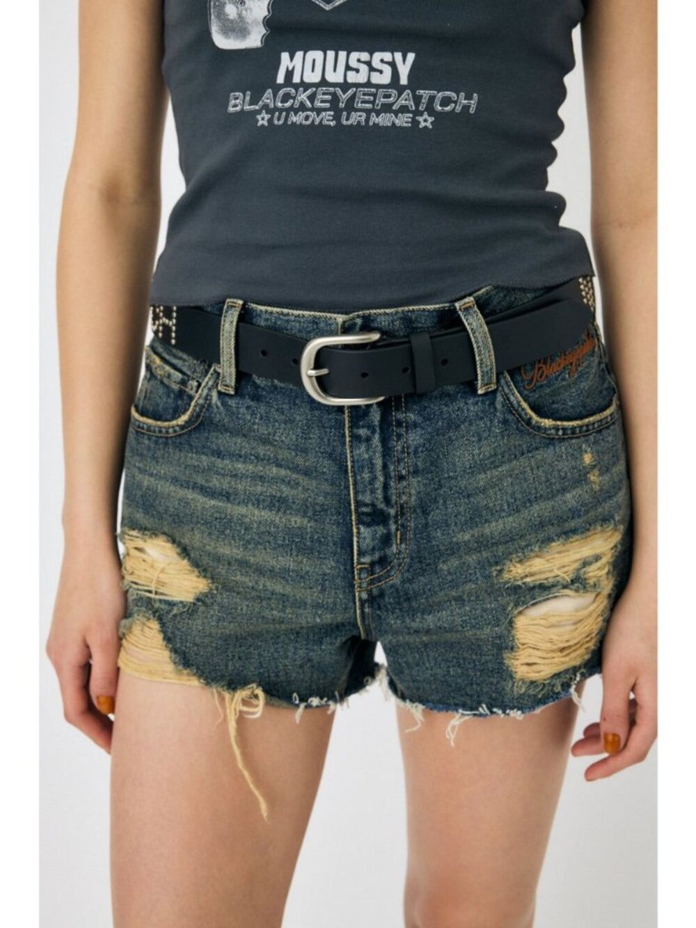 BlackEyePatch WOMEN x MOUSSY BEP Heart Denim Shorts |Dark Blue| Size 0 XS | NWT - Picture 3 of 13